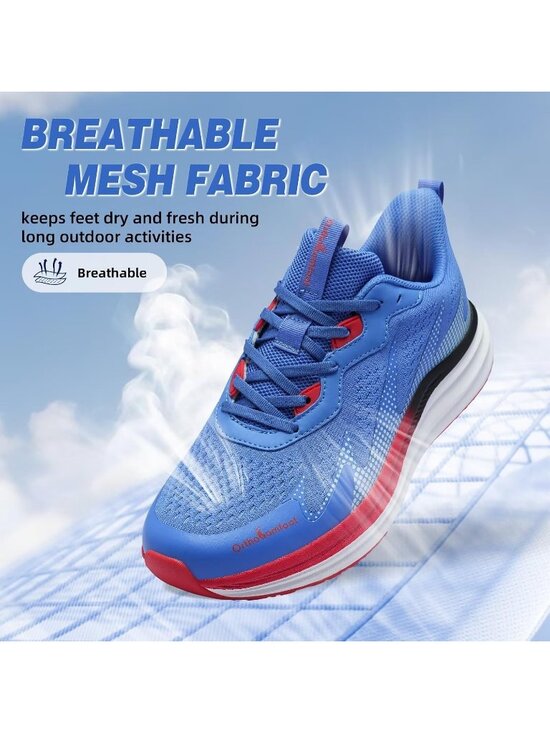 OrthoComfoot Men\'s Blue Red Rubber Sole Comfortable Hiking Athletic Shoes main image 4